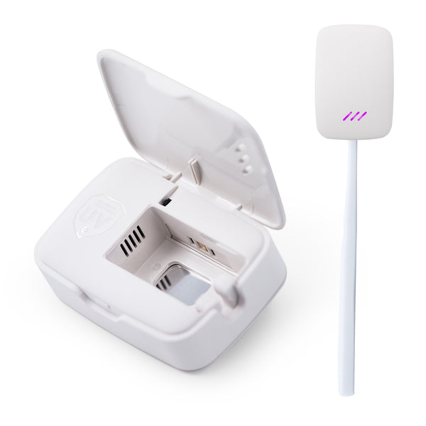 UVC Toothbrush Sterilizer Case, Portable Design with Fan and Dry (White)